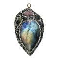Retro Lovely Precious Heart Abalone Gemstone Agate Pendentif Collier Bijoux Bejour
